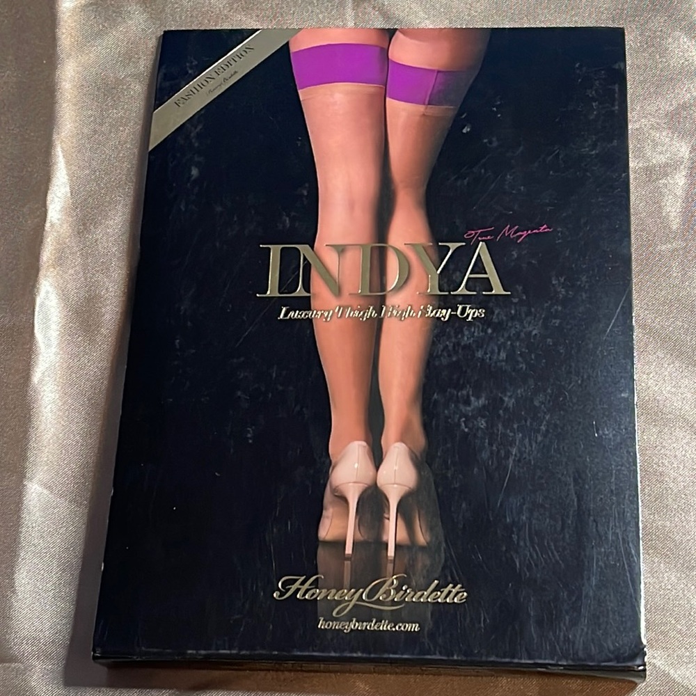 Honey Birdette Indya True Magenta Thigh High Stockings